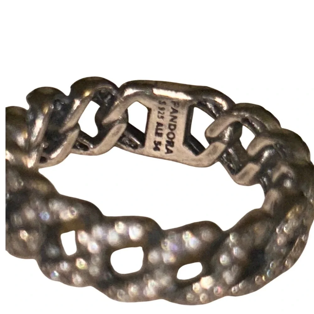 Pandora‎ Me Pave Link Ring Sterling Silver S925 ALE 54 Cubic Zirconia Size 7